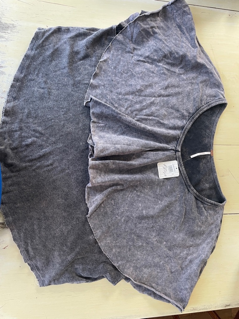 Free People Heathered Grey ruffle Knit Top